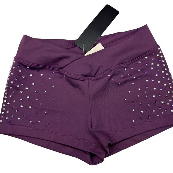 Pro Cheer Dance NFL NBA Audition V Waist Rhinestone Shorts - Picture 8 of 8